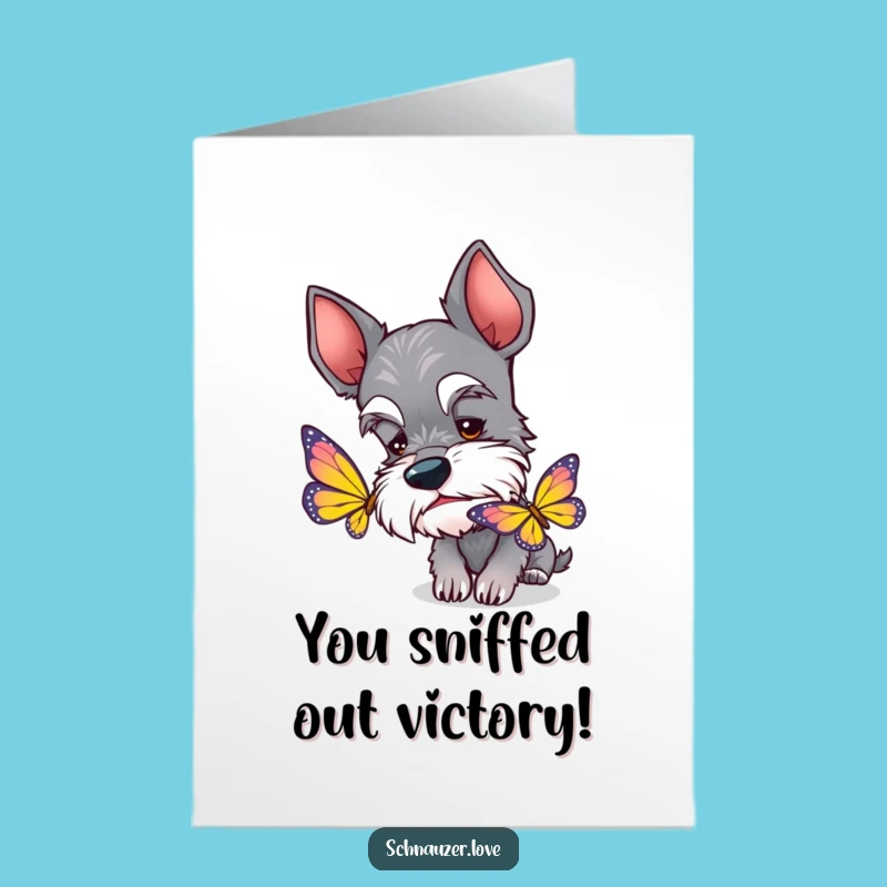 Free Printable Schnauzer Congrats Card: Funny Dog Art Downloadable Celebration Gift