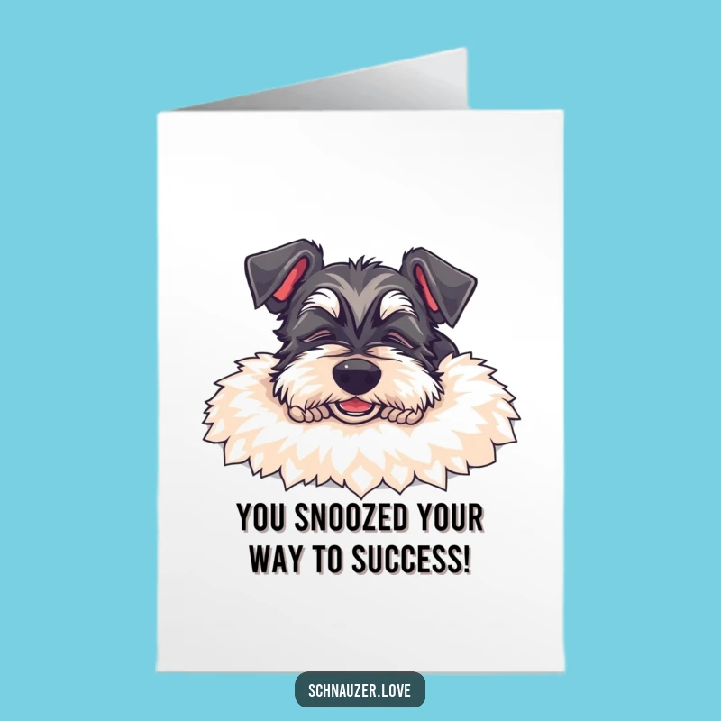 Free Printable Schnauzer Card: Celebrate Success with a Snoozing Doggy Downloadable Greeting