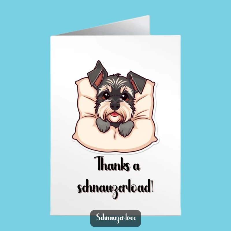 Free Printable Schnauzer Thank You Card: Cute Dog Peeking, DIY Downloadable Gift of Gratitude