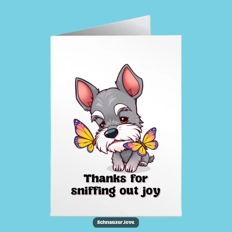 Free Printable Schnauzer Thank You Card: Funny Dog Art Downloadable Appreciation Gift