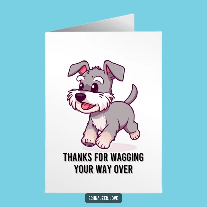 Free Printable Thank You Card: Happy Schnauzer Running, Funny Downloadable Gift of Gratitude