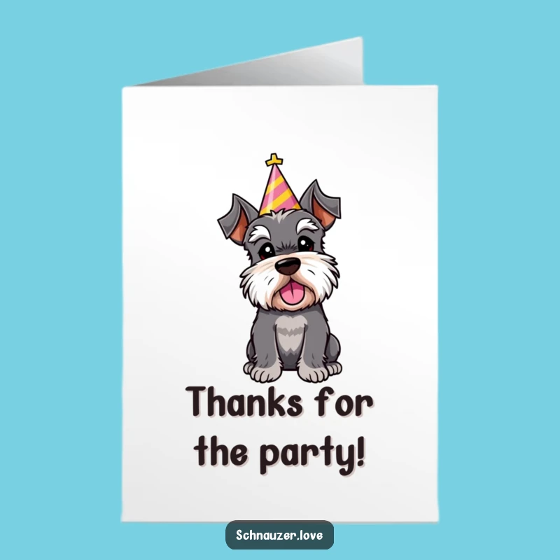 Free Printable Thank You Card: Schnauzer Party Hat - Cute Downloadable Gratitude