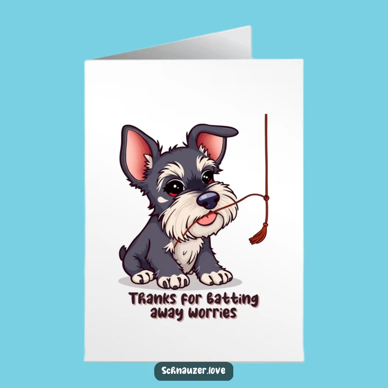 Funny Schnauzer Thank You Card Free Printable: Batting String Gratitude