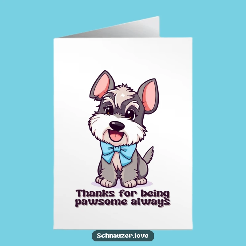 Free Printable Schnauzer Thank You Card: Grateful Dog Bow Tail Wag Gift