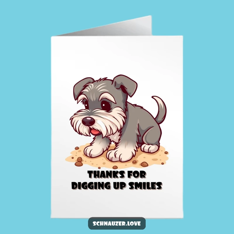 Free Printable Schnauzer Thank You Card: Funny Digging Dog Art Downloadable Gift