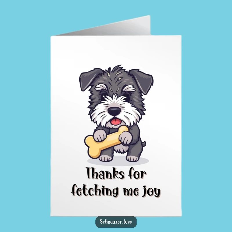 Funny Schnauzer Thank You Card Free Printable: Playful Dog Fetching Toy Gift