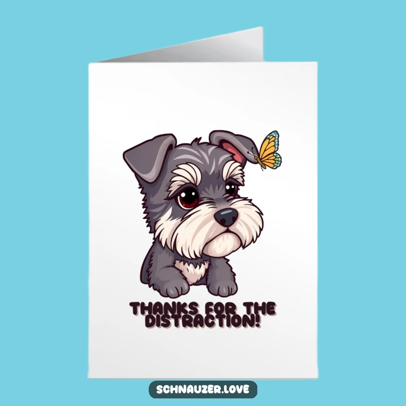 Free Printable Schnauzer Thank You Card: Dog & Butterfly, DIY Downloadable Gift of Appreciation