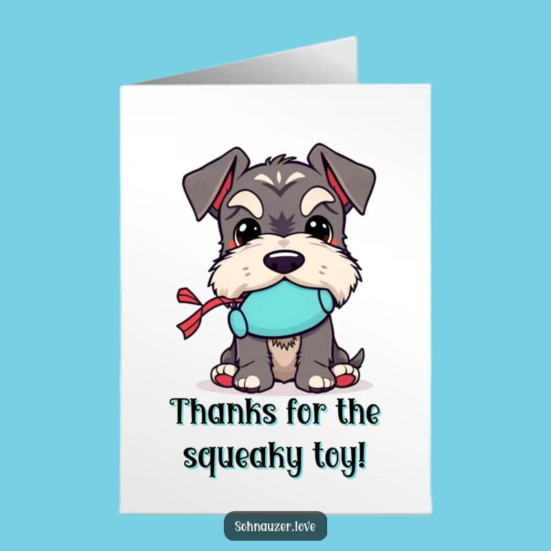 Free Printable Schnauzer Thank You Card: Squeaky Toy Holder, Perfect Funny Downloadable Gift