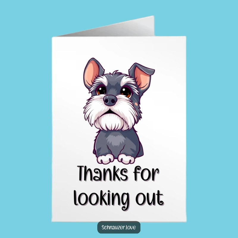 Wondering Free Printable Thank You Card: Schnauzer Gaze - Adorable Gratitude