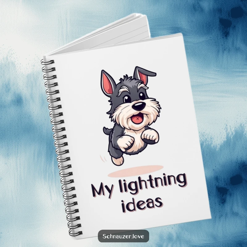 Funny Schnauzer Notebook: An energetic schnauzer runs with a ball, perfect for jotting down fast ideas and playful plans.