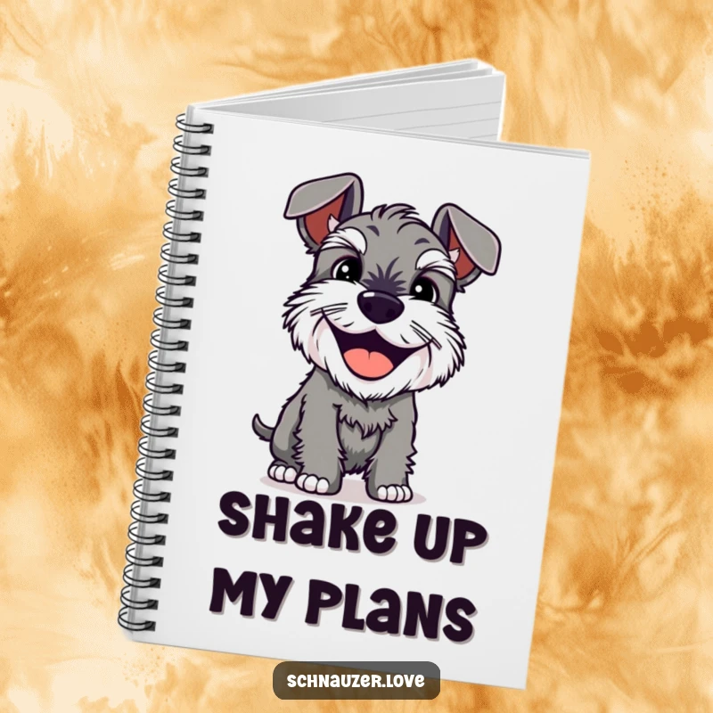 Funny Notebook: A schnauzer with a happy grin shakes its entire body, perfect for journaling with pure canine joy and humor.