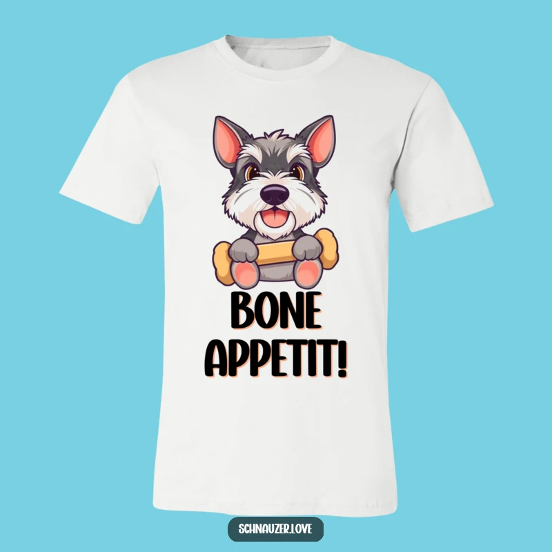 Funny Schnauzer Bone T-Shirt: Happy Dog Expecting Treat, Hilarious Pet Apparel Gift