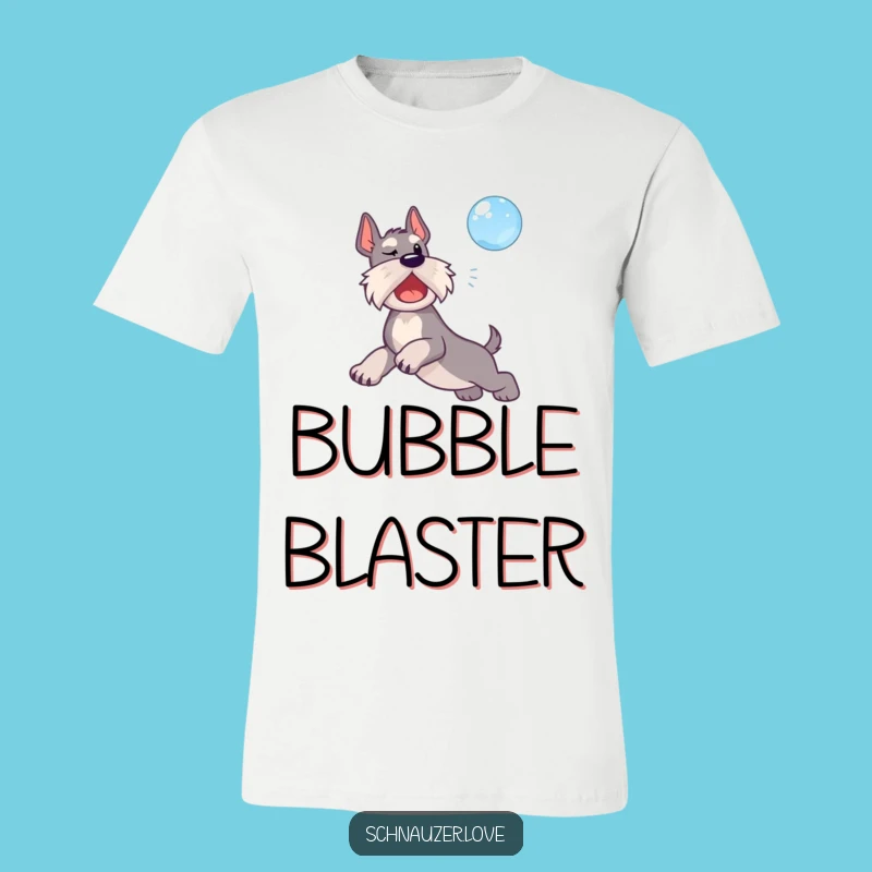 Funny Bubble Schnauzer T-Shirt: Playful Dog Adventures in Style