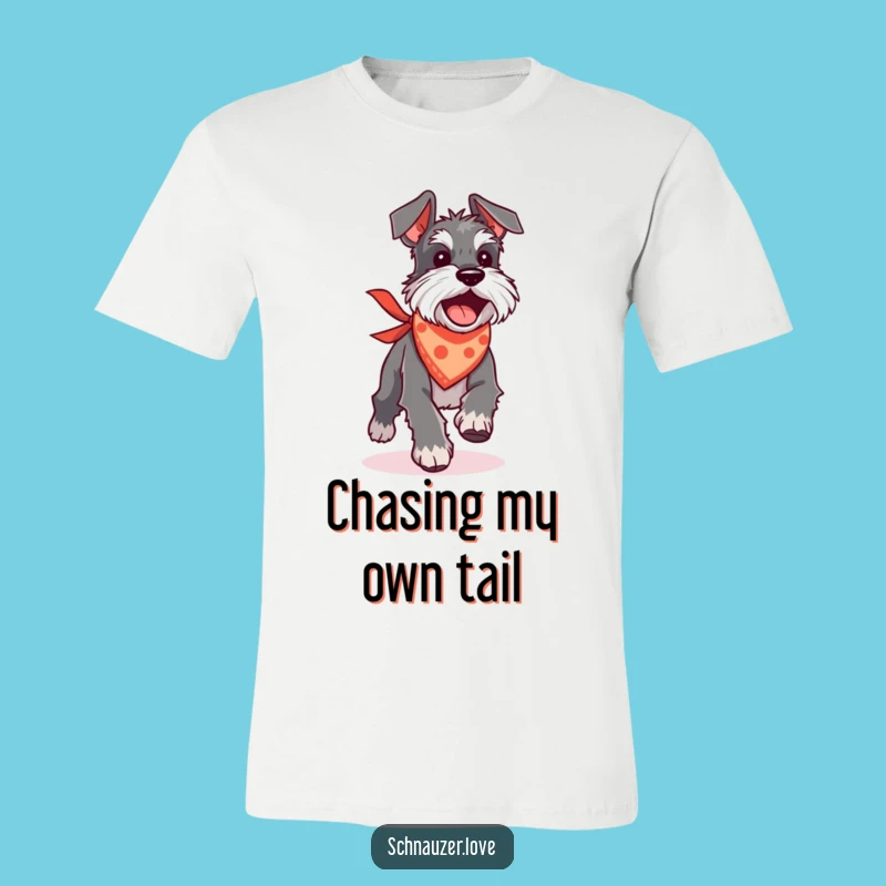 Funny Schnauzer Tail Chase T-Shirt: Silly Dog Action Apparel!