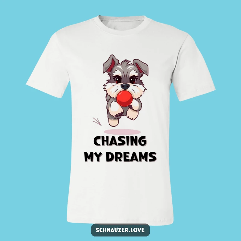 Funny Schnauzer Ball Chase T-Shirt - Active Dog Apparel and Playful Gift
