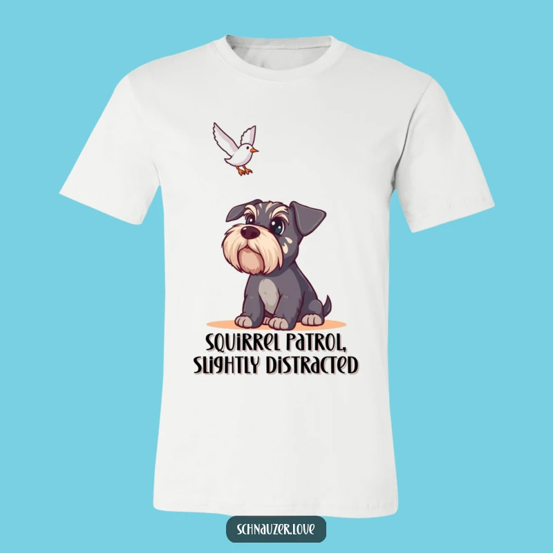 Funny Schnauzer Bird Alert T-Shirt: Hilarious Dog Watching Tee, Great Funny Gift