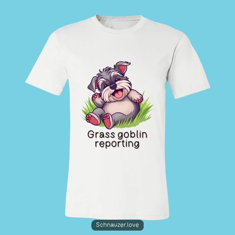 Funny Schnauzer Grass Roll T-Shirt: Delightful Dog Humor, Perfect Funny Gift for Her
