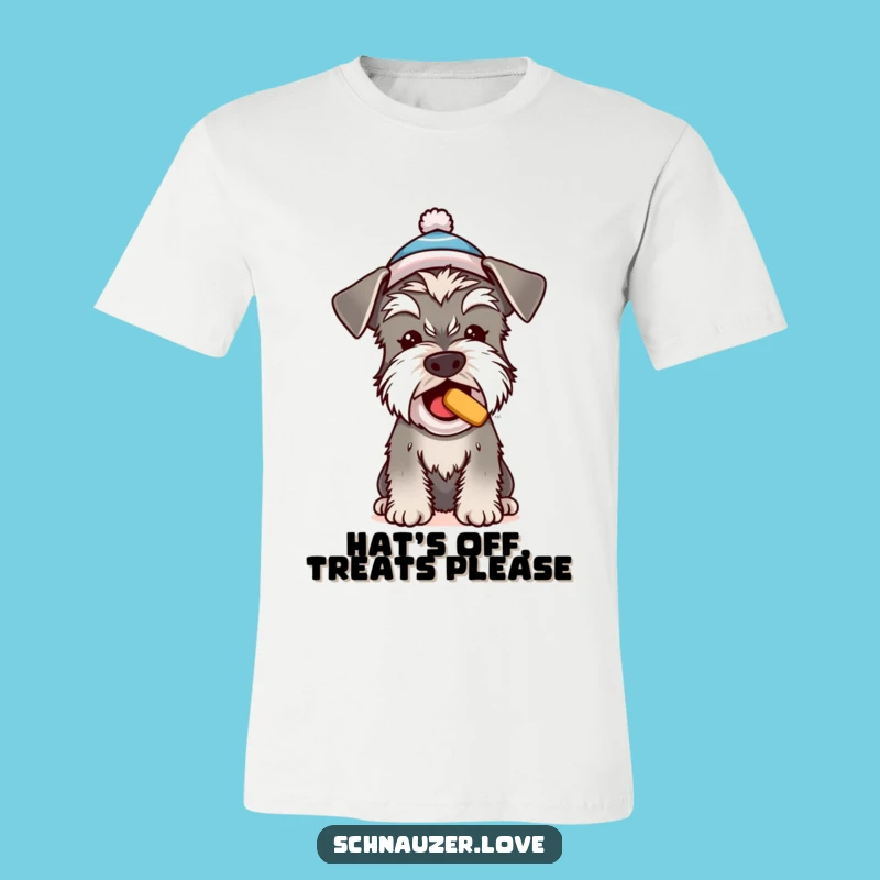 Funny Schnauzer Begging Treat T-Shirt: Cute & Humorous Hat Dog Tee