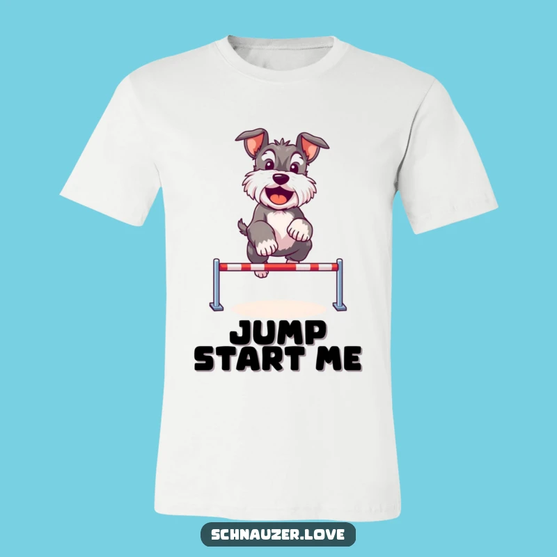 Funny Schnauzer Hurdles T-Shirt: Active Dog Jumping, Comfy Cute Gift