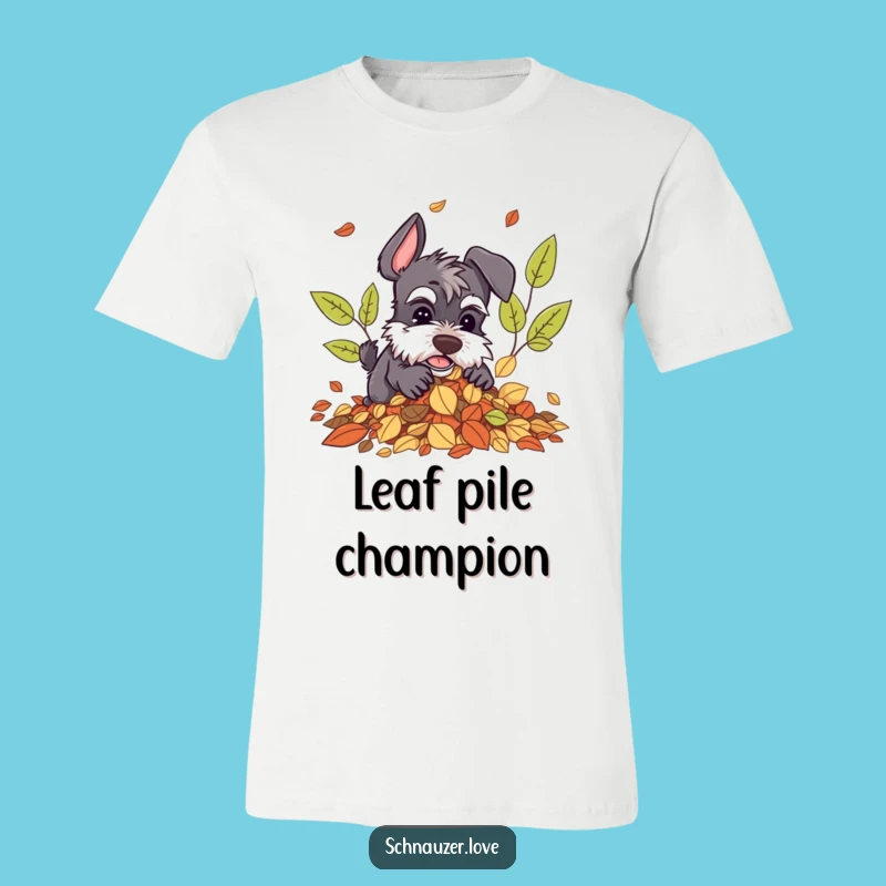 Funny Schnauzer Leaf-Digging T-Shirt: Hilarious Autumn Outdoor Dog Tee