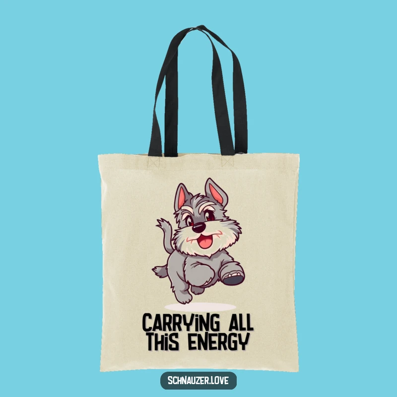 Funny Joyful Schnauzer Tail Chase Tote Bag: Spacious and Comical Dog Carry-All