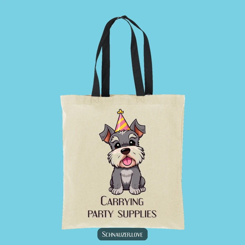 Funny Schnauzer Party Hat Tote Bag: Carry Your Celebrations in Style