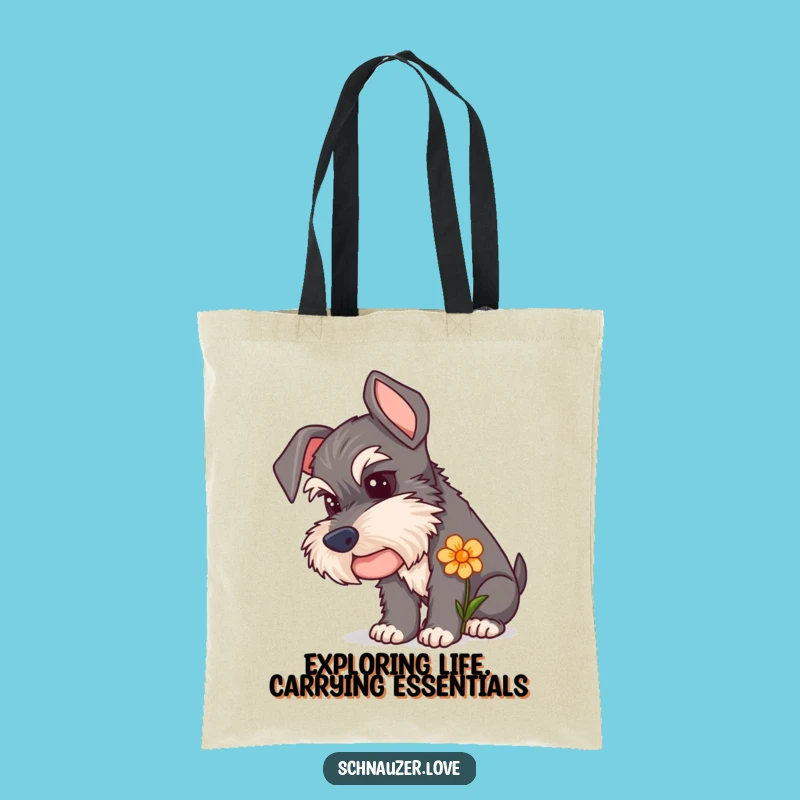 Charming Schnauzer Flower Tote Bag: Carry Your Curiosity, A Lovely Funny Gift