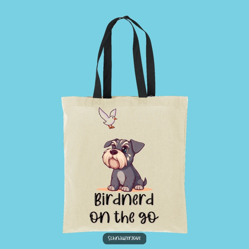 Funny Schnauzer Bird Watcher Tote Bag: Humorous Dog Carryall, Perfect Funny Gift