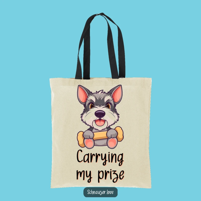 Funny Schnauzer Bone Tote Bag: Practical Happy Dog Expecting Treat, Humorous Pet Gift