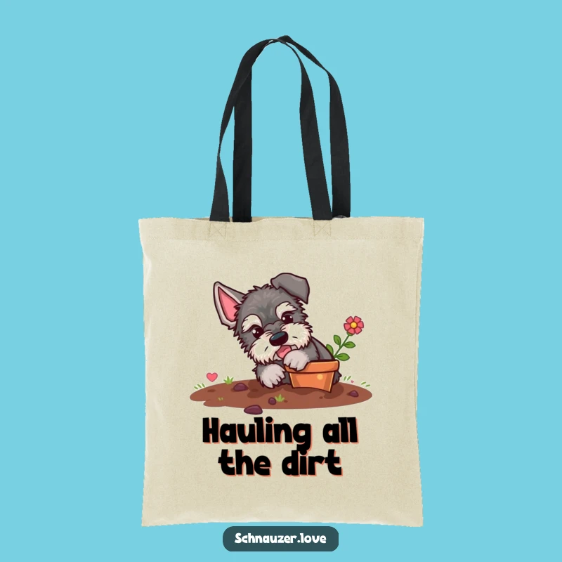 Funny Schnauzer Digging Tote: Carry Your Garden Gear with Humor