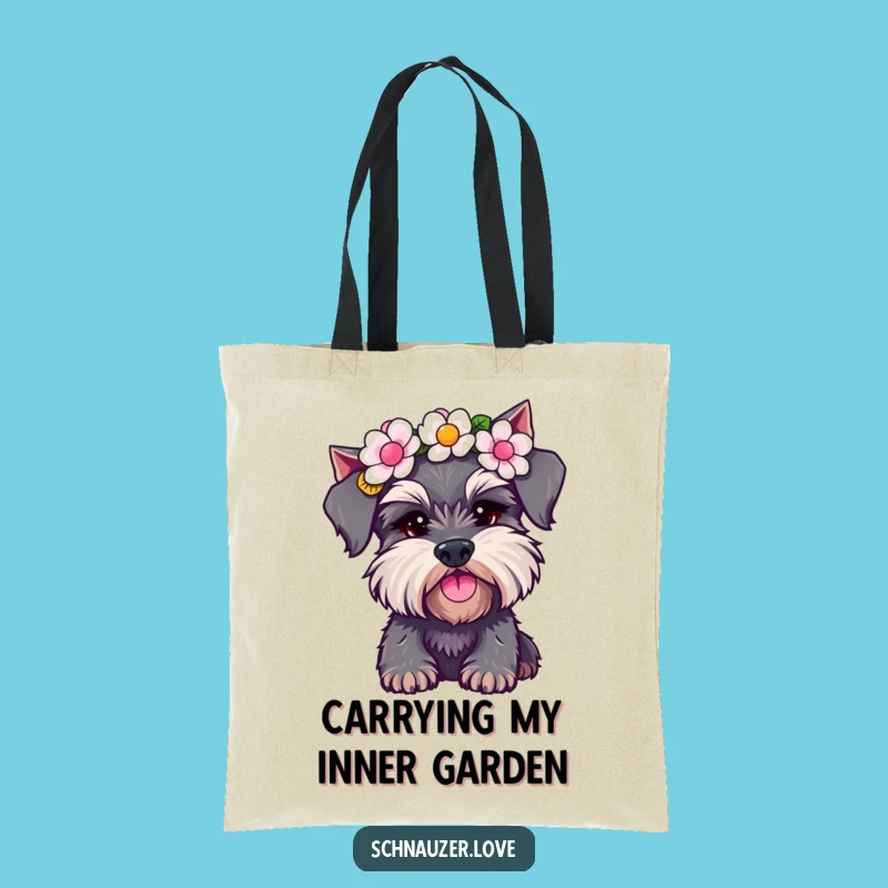 Funny Schnauzer Flower Crown Tote Bag: Carry Your Essentials in Style