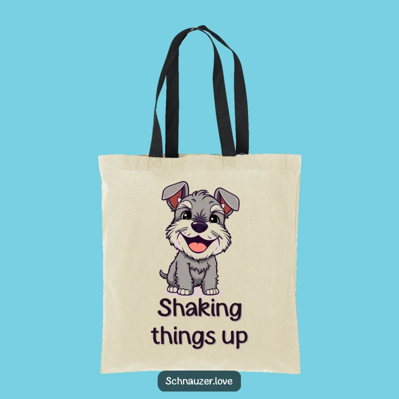 Funny Schnauzer Grin Tote Bag: Shaking Dog Carrier Gift