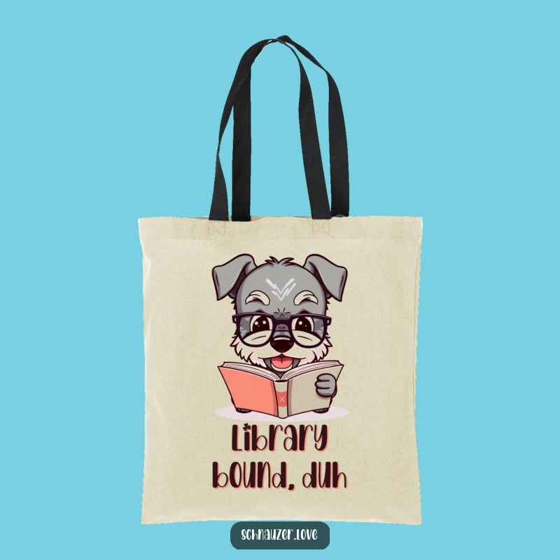 Funny Schnauzer Reading Tote Bag: Chic Smart Dog with Glasses, Practical Humorous Book Lover Gift