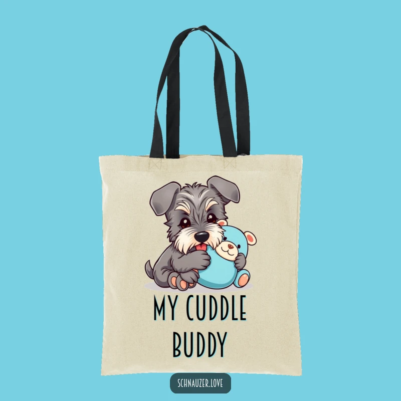 Funny Schnauzer Cuddle Tote Bag: Floppy Ear Dog Toy Carrier Gift