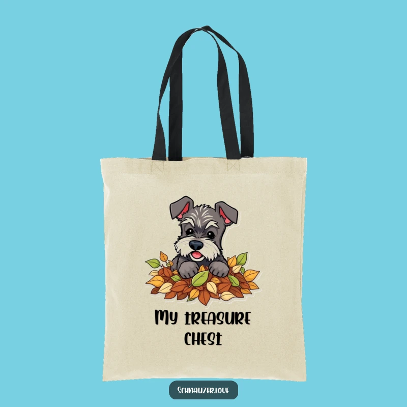 Funny Schnauzer Leaves Tote Bag: Playful Digging Dog, Stylish Autumn Accessory Gift